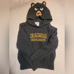 Kids Black Bear Hoodie with Embroidery